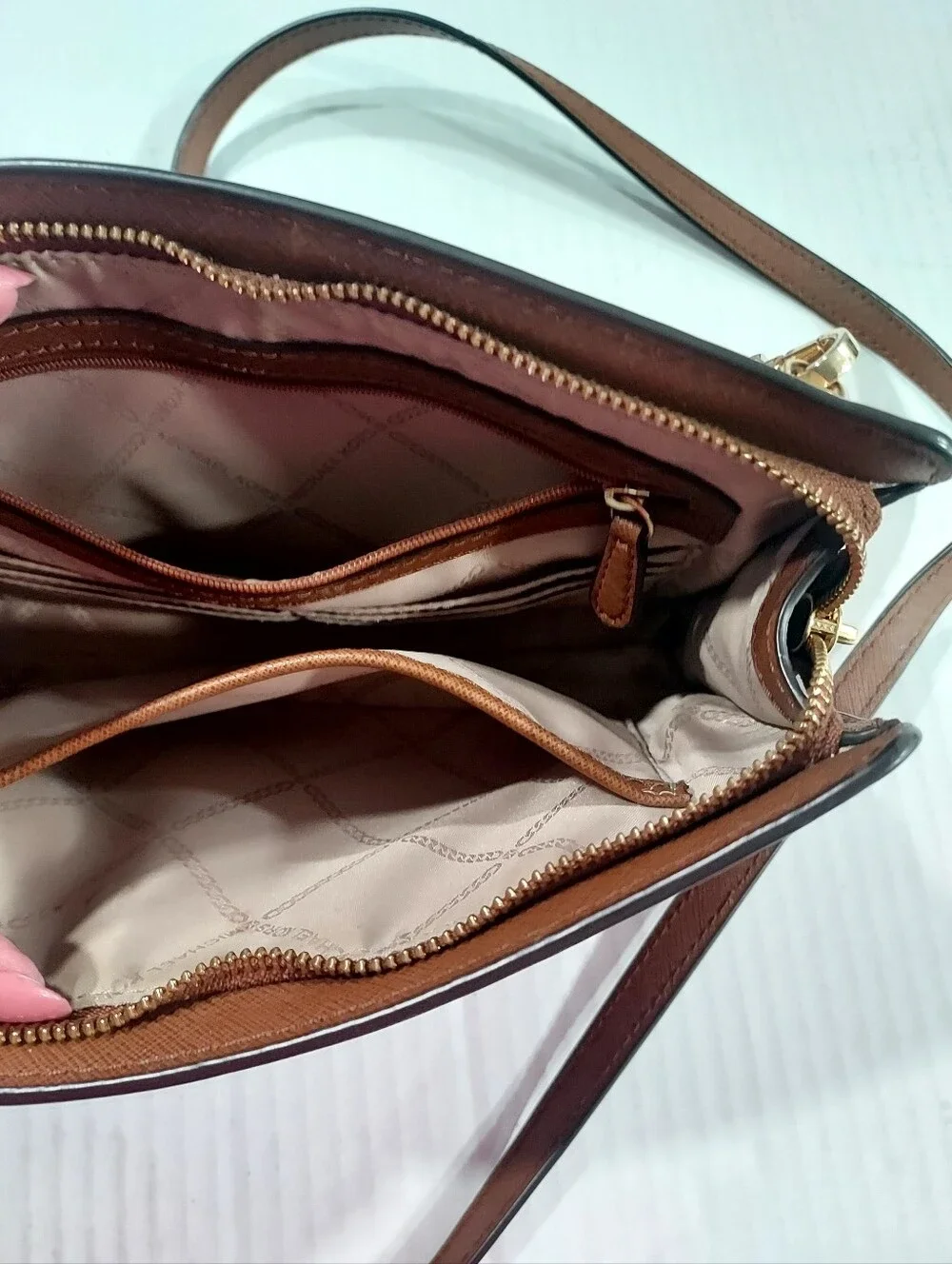 Michael Kors Chestnut Saffiano Crossbody Bag with Gold Logo